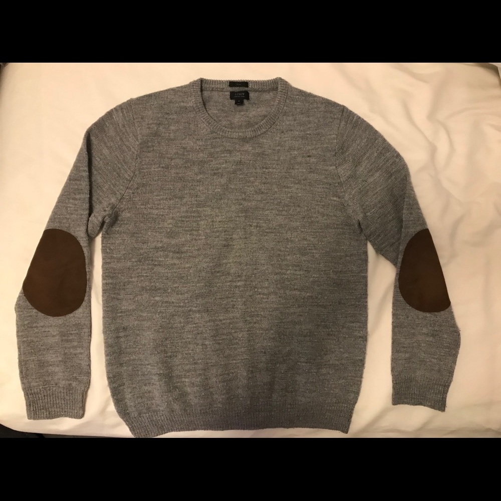 J.crew slim rustic elbow patch slub wool sweater
